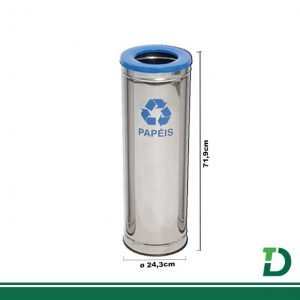 Lixeira Inox p/ Coleta Seletiva Aro Pintado 30 Litros JSN Ref: C30a Azul